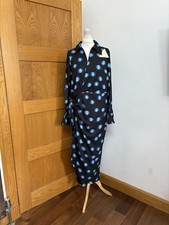 Dancing Leopard Jagger Polka Dot Maxi Dress Colour Navy/green Size 14