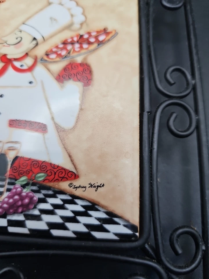 Sydney Wright Chef Italiano Cuadrado 6” Azulejo Cerámico Marco de Alambre Remache Foto 3 de 4