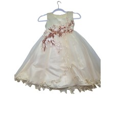 Girls Champagne Tulle Flower Girl Dress Rose Gold Sequin Floral Formal 25in L