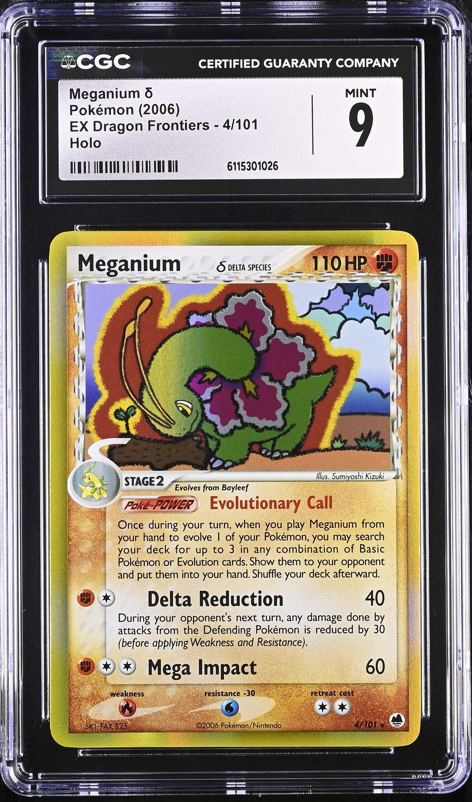 CGC 9 MINT Meganium 2006 EX Dragon Frontiers 4/101 Holo Pokemon Card