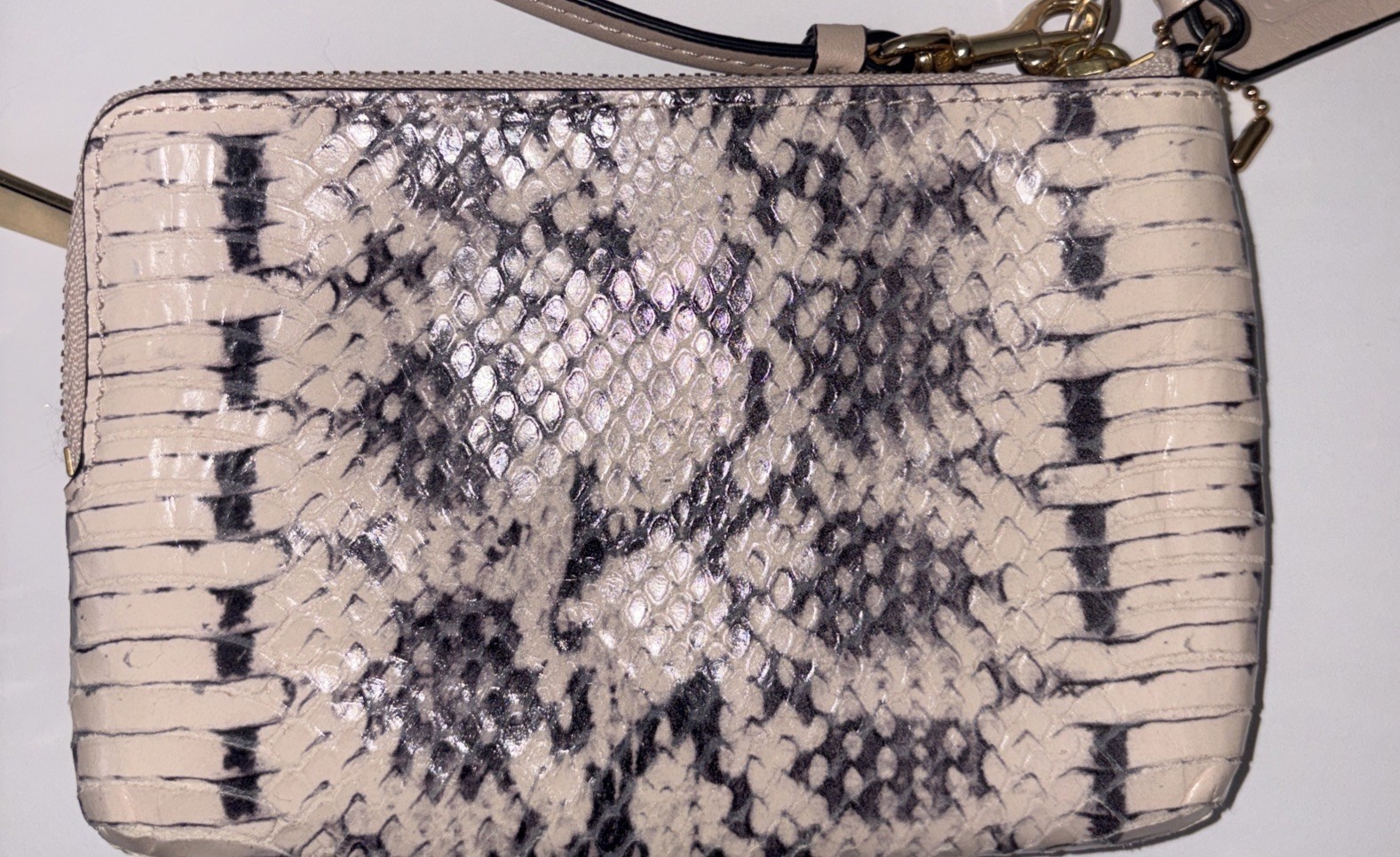 COACH Light Blush Python Embossed Leather Double … - image 15