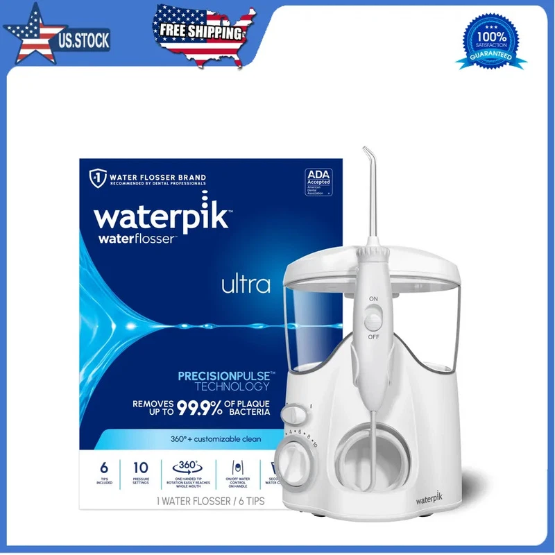 Waterpik Ultra Water Flosser 10 Settings 6 Tips ADA Accepted White