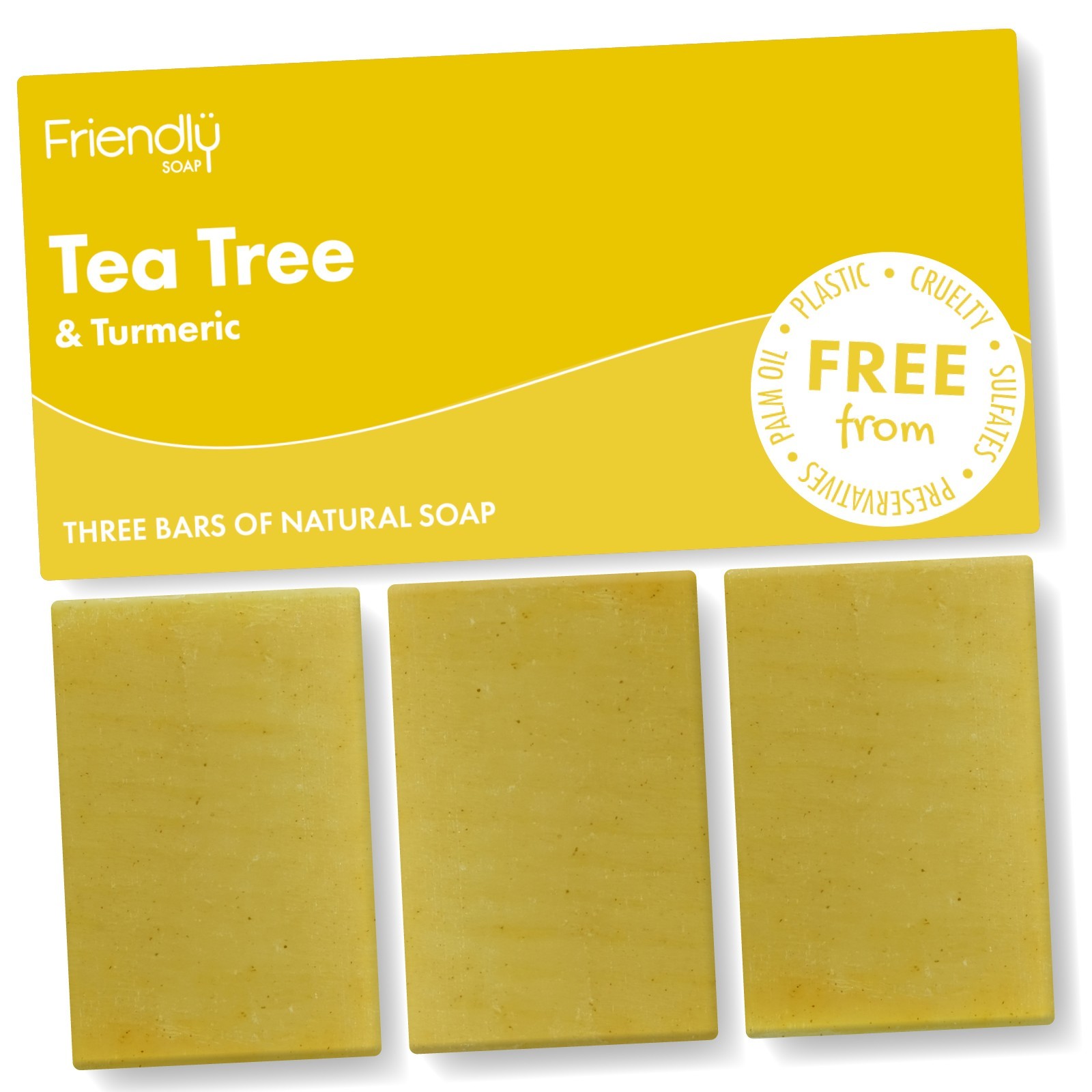 Friendly Soap - 3 Pack - Natural Soap - Tea Tree & Turmeric – 3 x 95g Vegan