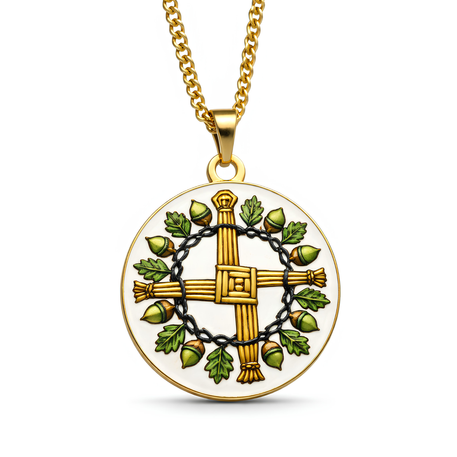 St Brigid Cross Pendant Necklace Gold | Celtic Irish Christian Protection Charm