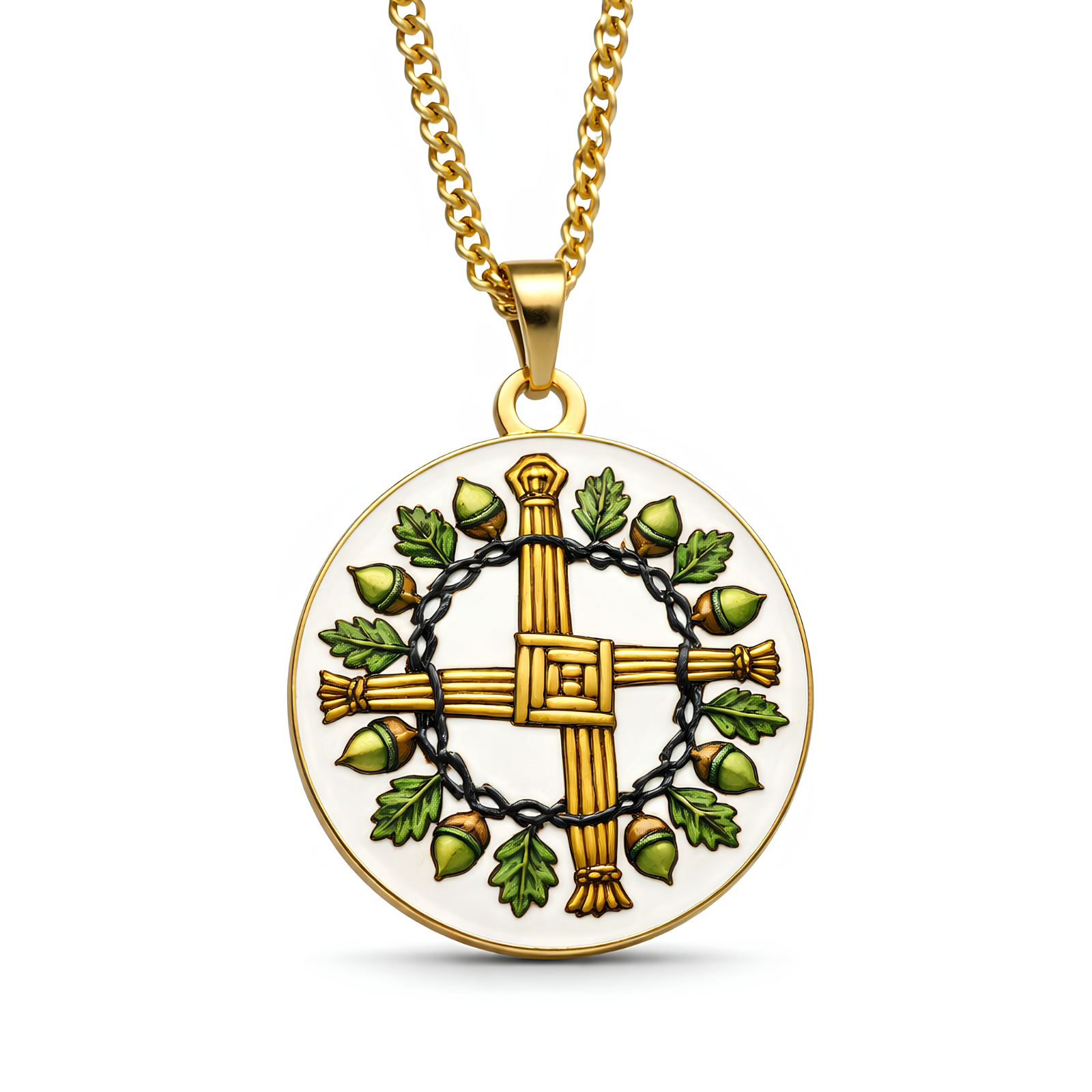 St Brigid Cross Pendant Necklace Gold | Celtic Irish Christian Protection Charm