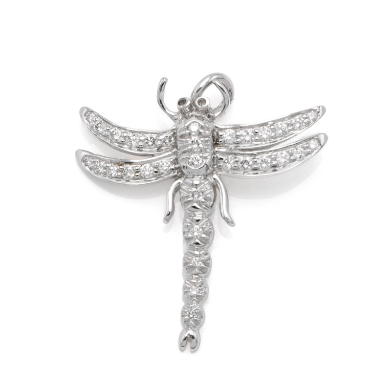 Tiffany & Co. Platinum PT950 Diamond Dragonfly 21x20mm Charm Pendant #JB749-5