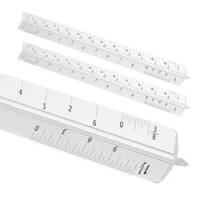 2 Pcs 7 Inch Imperial Architectural Triangular Scale Ruler Small Scale, Silver
