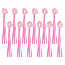 Rainbow Dance Ribbons, Wrist Streamers 20"  12 Pcs  White  Rose Pink