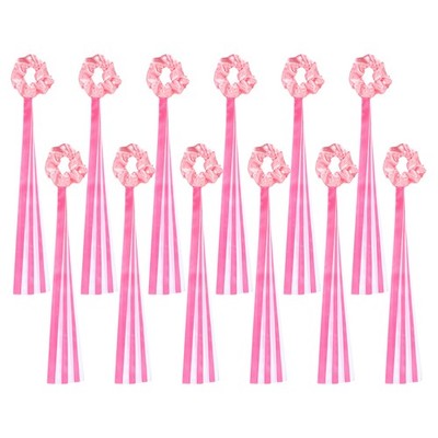 Rainbow Dance Ribbons, Wrist Streamers 20'' & 12 Pcs & White & Rose Pink