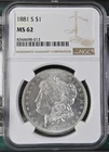 1881-S Morgan Dollar NGC Certified MS62