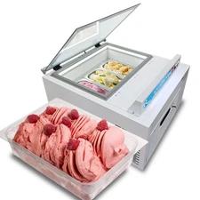 Tabletop Ice Cream Showcase Freezer, Ice Cream Dipping Cabinet with 3 Pans