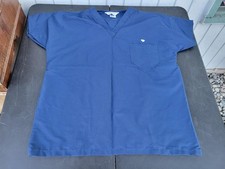 Superior Uniform Group Scrub Shirt Unisex Medium Blue V Neck Pocket Medical