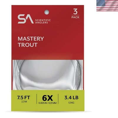 3-Pack SA Mastery Tapered Leaders 7.5ft - Perfect for Trout Fishing