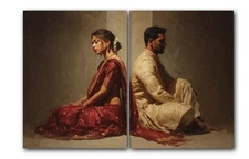 Indian Couple Art Print, India Cultural Heritage, 2 Set Posters, UNFRAMED
