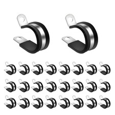 Rubber Lined P Clips Cable Mounting Hose Pipe Clamp Stainless Steel Size 6-70mm