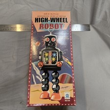 Vintage High-Wheel Wind-Up Robot New with Box Black