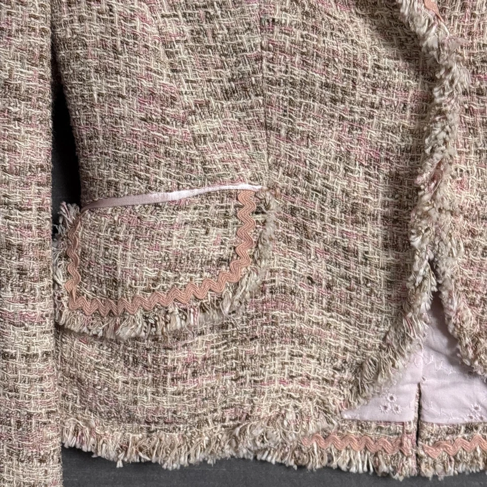 Blazer Vintage Limitado 4 Rosa Tweed Chaqueta Preppy Academia Clásica Carrera y2k Foto 4 de 4