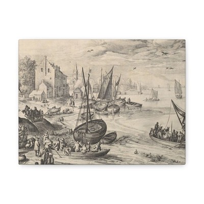 Crispijn de Passe the Elder - Harbor Scene - unknown - Canvas Wall Art