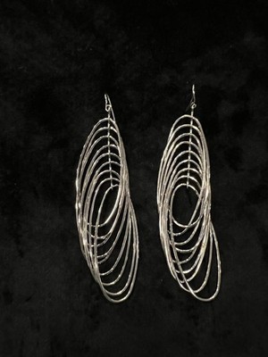 Silber Marquise/Oval 9 Schichten Ohrhänger 3'' Tropfen