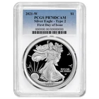 2021-W Proof $1 Type 2 American Silver Eagle PCGS PR70DCAM FDOI Blue Label