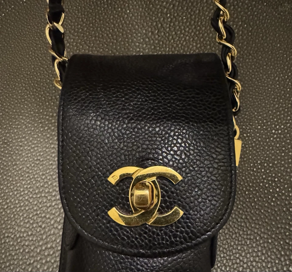 Chanel Black Caviar Leather Umbrella Case On Chain Gold Hardware (No Umbrella) - Image 3 of 4