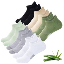 Women's Bamboo Viscose Ankle Socks, 6 Pairs, Low Cut Multicolor L