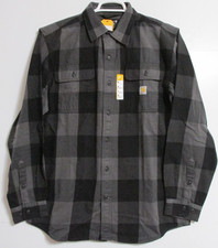 Men's Carhartt Loose Fit Heavyweight Flannel Long Sleeve Plaid Shirt Size MEDIUM