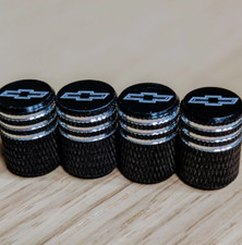 4x Chevy Chevrolet Tire Valve Stem Caps For Car Truck Universal Fitting Black