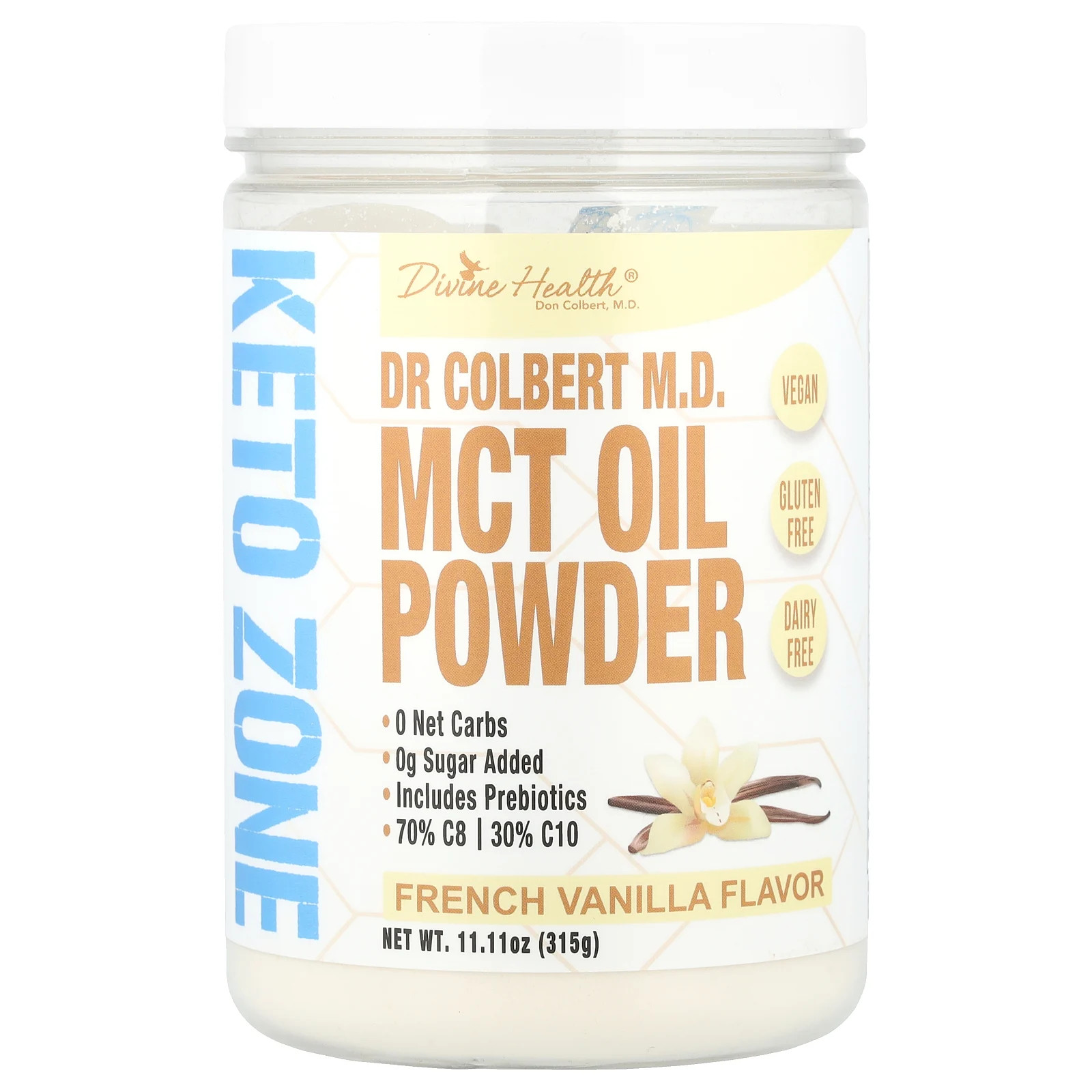 Порошковое масло Dr Colbert M.D. MCT, французская ваниль, 11,11 унции (315 г)