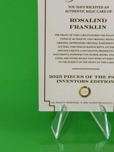 2025 Pieces Of The Past Inventors Edition #538 Rosalind Franklin Authentic Relic - Picture 12 of 15