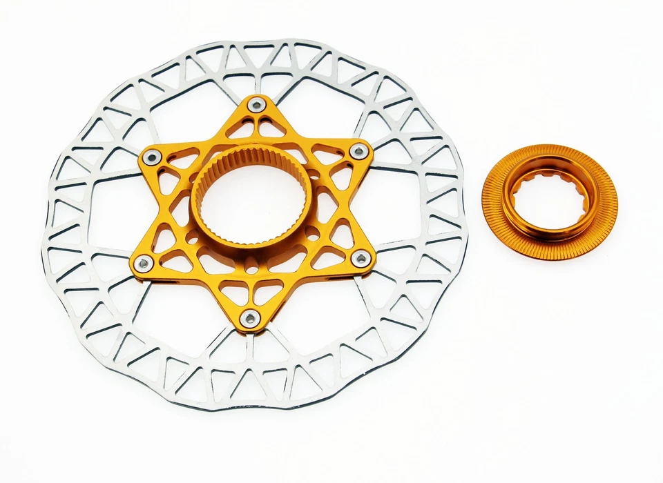 KCNC Nordit Road Cyclocross Cycle Disc Brake Center-Lock Rotor 140mm 5.5" Gold - Image 4 of 4