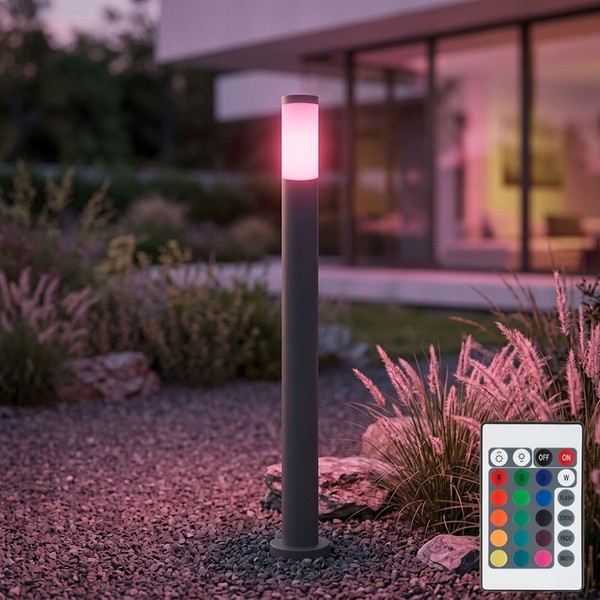Rgb Led Garten Steh Leuchte Dimmbar AußEn Edelstahl Fernbedienung Stand Lampe-image