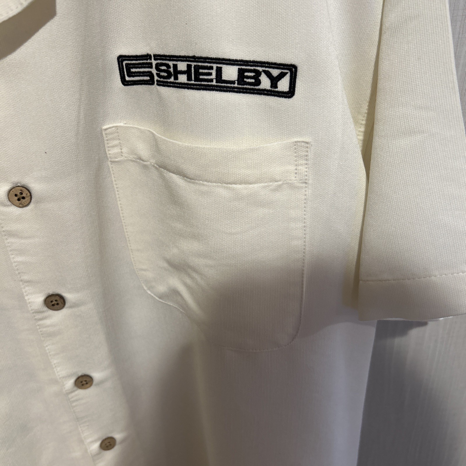 Shelby Cobra Button Up Cream Camp Shirt Harriton  size 2XL