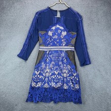 Angel Angel Royal Blue Crochet Lace Mesh Bodycon Mini Dress Womens Medium