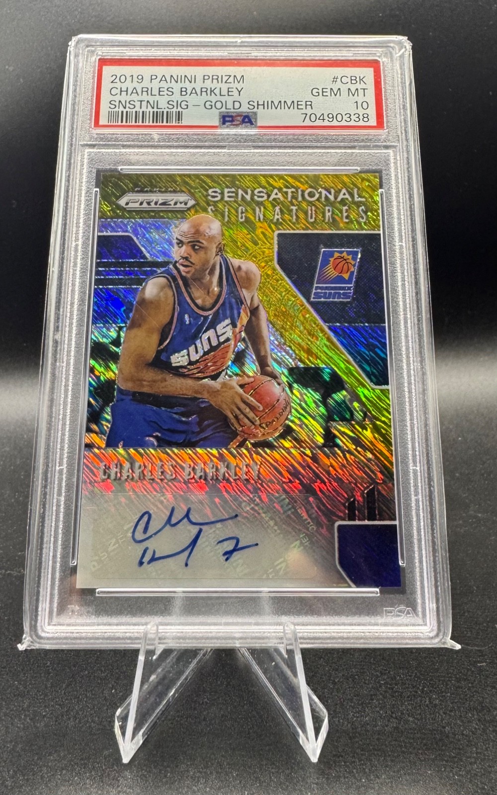 2019 Panini Prizm Charles Barkley Sensational SIGNATURE Gold Shimmer /10 PSA 10