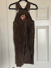 Vintage Embroidered Winnie the Pooh Brown Corduroy Bib Overalls Size 7