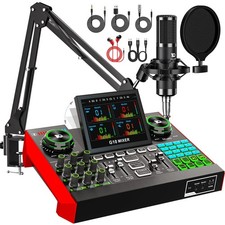 G10 Podcast Equipment Bundle with Audio Mixer  Mic for Streaming Recording ...