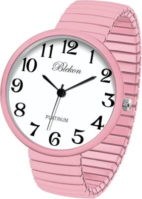 Blekon Collections Geneva Super Large 43mm Face Large Stretch Band Fashion Watch