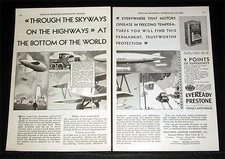 1929 OLD MAGAZINE PRINT AD, EVEREADY PRESTONE, THROUGH SKYWAYS NAVY AIRSHIP ART!