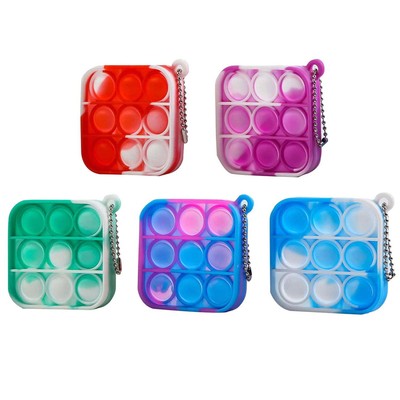 Mini Stress Relieving Push Bubble Fidget Toy Keychain - 5 Pack