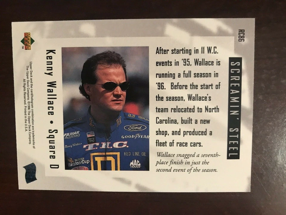 1996 Upper Deck Road to the Cup #RC86 - Kenny Wallace's Car - Image 2 of 2