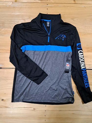 Nfl Team Apparel Carolina Panthers Long Sleeve Black 1/4 Zip Pullover Shirt - 第 1/5 張圖片