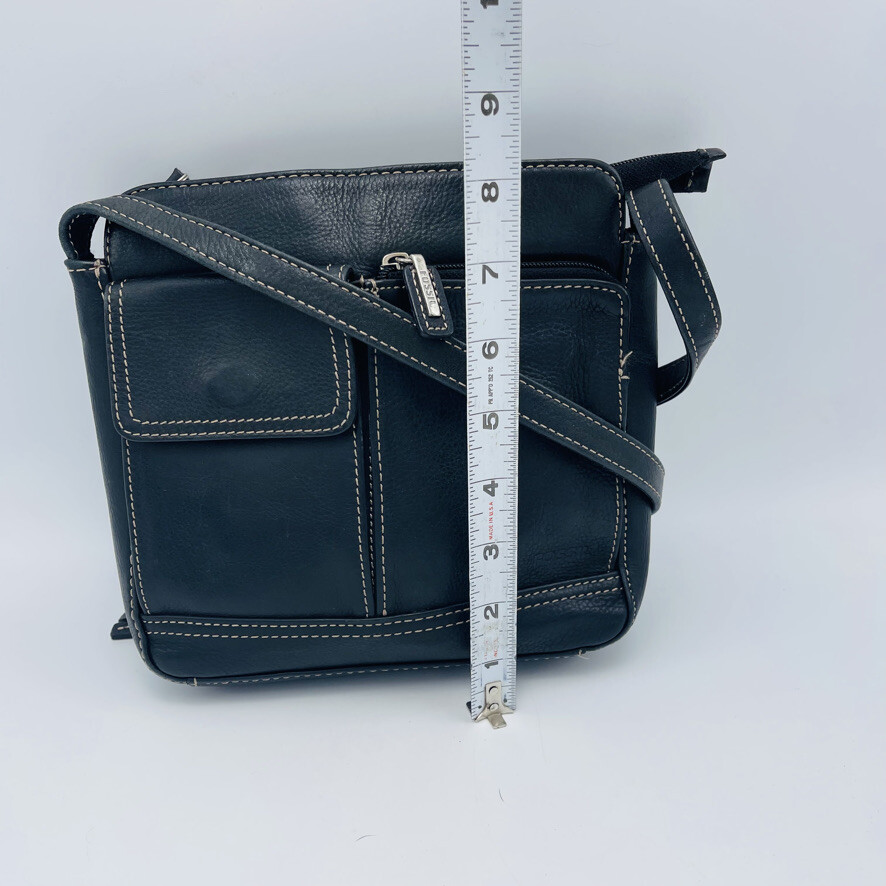 Fossil Crossbody Organizer Black Leather Small Size Gem