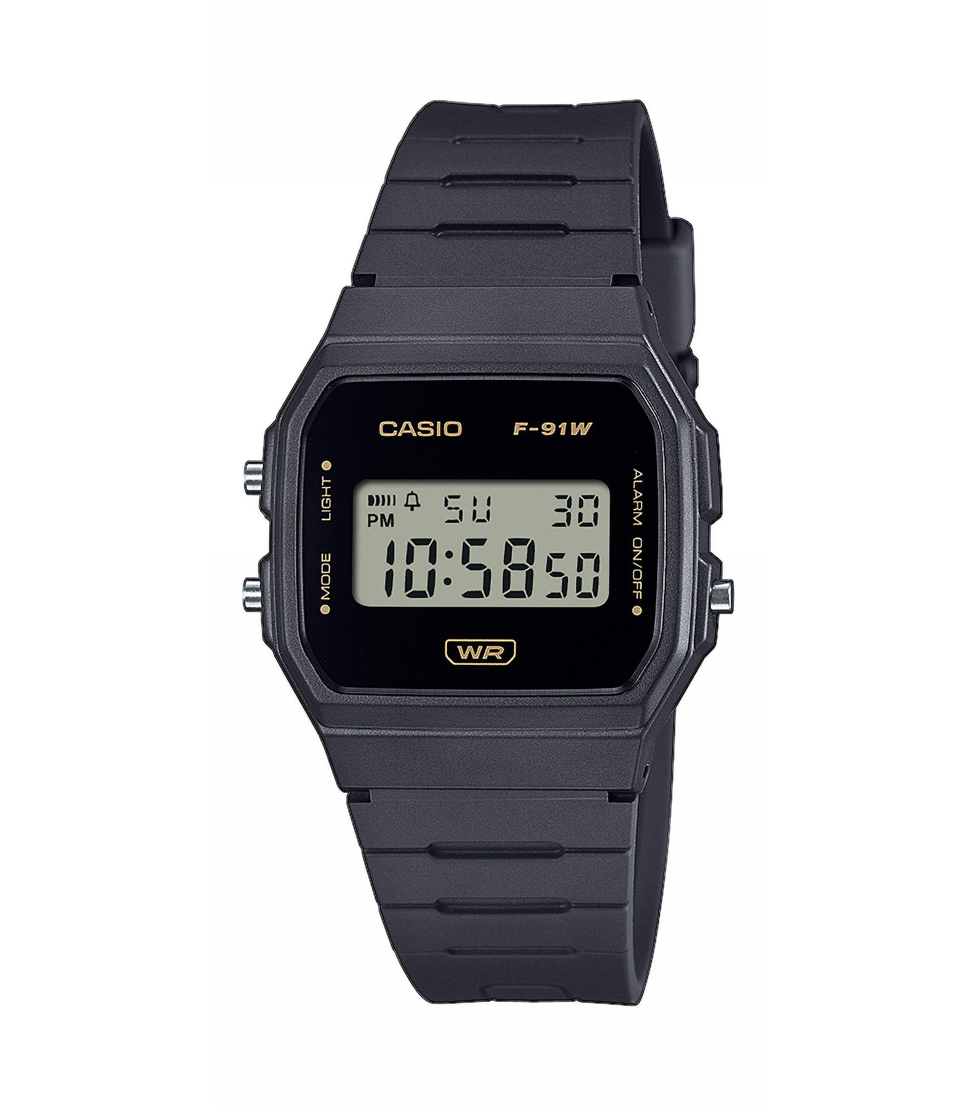 Wristwatch CASIO F-91WB-8AEF Silicone Black Vintage Chrono Alarm