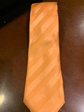 Geoffrey Beene Tie Orange Striped Good Condition