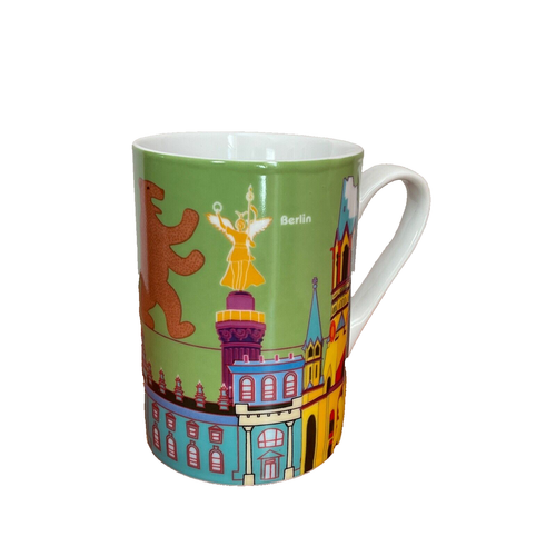 Pylones Studio Berlin Coffee Tea Mug Cup Made in PRC Green with Bear