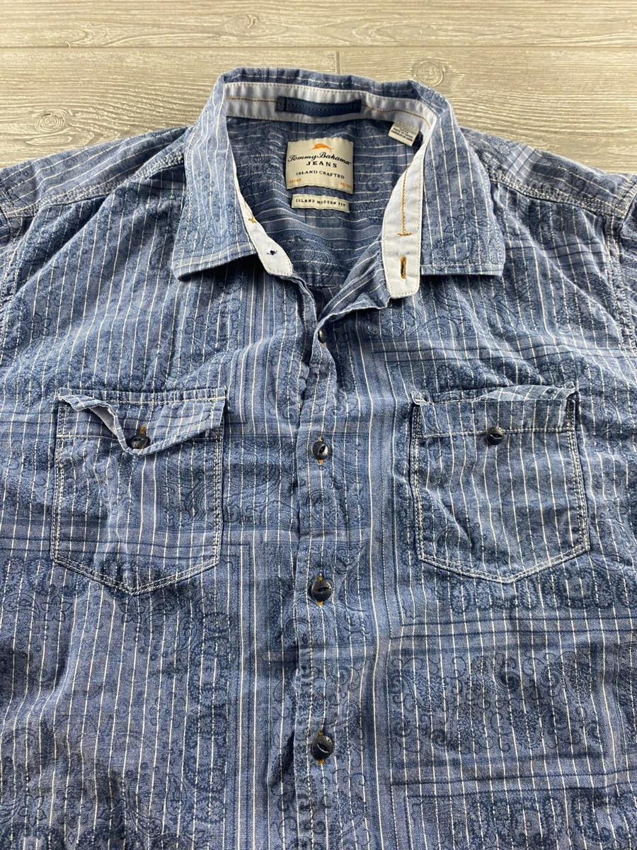 Tommy Bahama Jeans Island Crafted Island Modern Fit Blue Button
