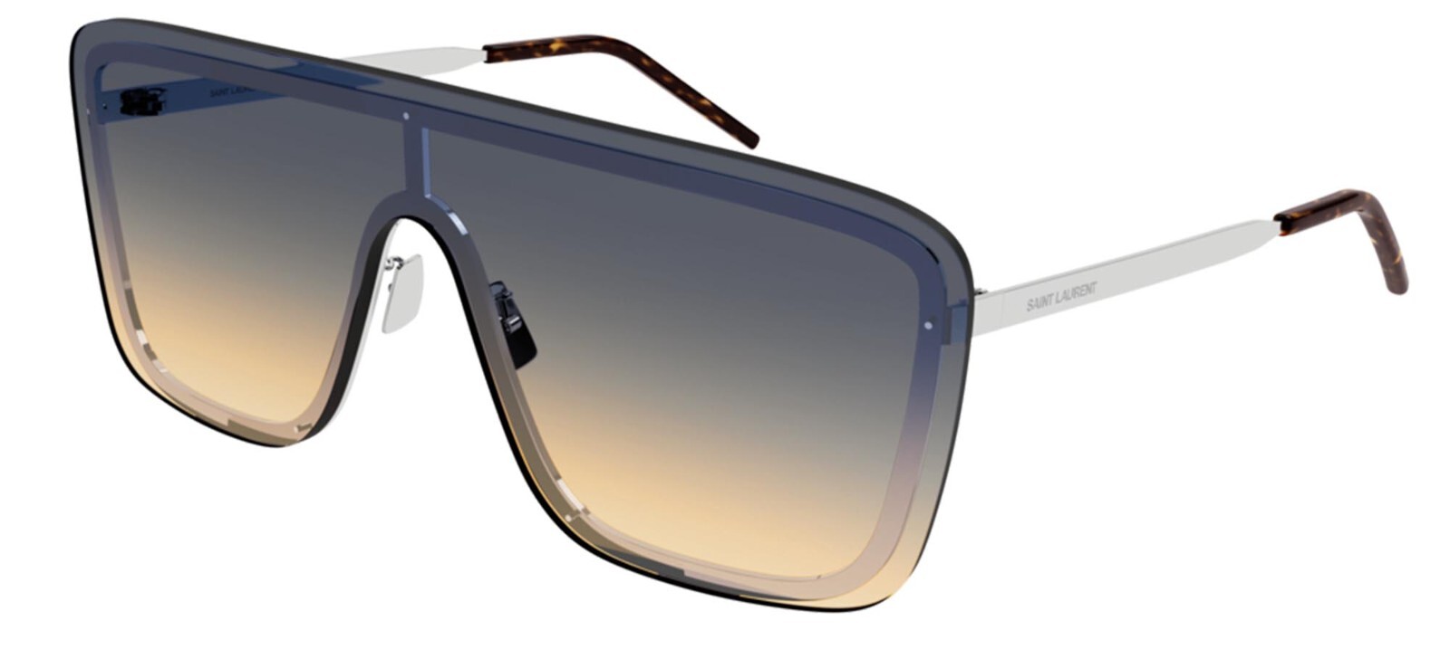 Saint Laurent SL 364 MASCHERA Occhiali da sole argento grigio verde ombreggiato (009)