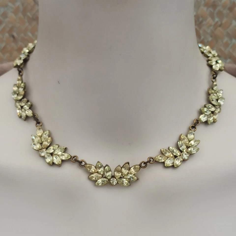 Collar Michal Negrin Amarillo Cristales Brillantes Hojas de Cóctel Chocker Collar 18 Foto 4 de 4