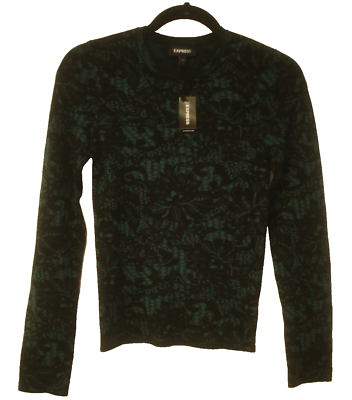Express Womens Size Small Lace Jacquard Fitted Crew Neck Express Womens Size Small Lace Jacquard Fitted Crew Neck